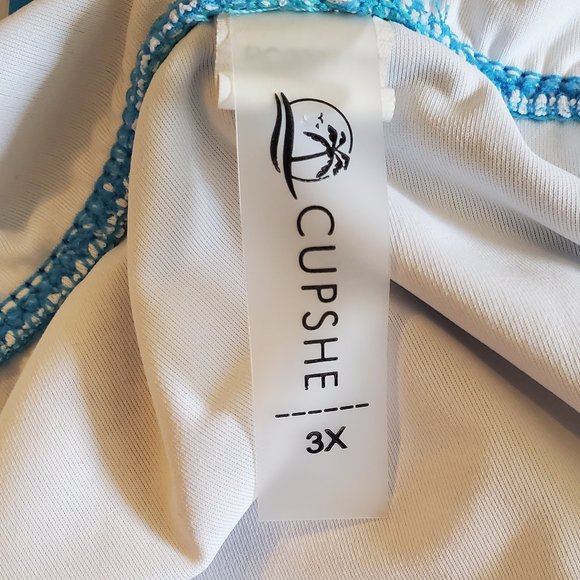 Cupshe One Piece Floral Blue Swimsuit Ruffle Shoulder Sleeves Size 3XL - Picture 8 of 9